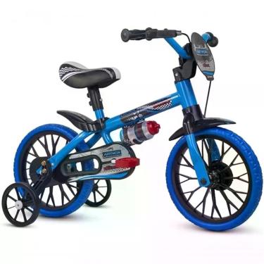 Imagem de Bicicleta Infantil Veloz 2 Aro 12 Freio a Tambor com Rodinhas Laterais Azul Nathor Bicicletas