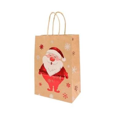 Imagem de Sacolas De Papel Kraft Para Presentes De Natal Do Papai Noel 2024, Emb