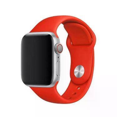 Imagem de Pulseira para Relógio Inteligente Compatível com Apple Watch Iwo W26 T500 42mm 44mm em Silicone Vermelho