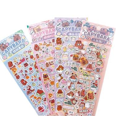 Imagem de 8 folhas de adesivos fofos de capivara para crianças, meninas, kawaii, capivara, à prova d'água, adesivos de recompensa de desenhos animados, faça você mesmo, adesivo decorativo para capa de telefone,