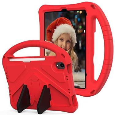 Imagem de Capa para tablet Para capa para crianças para ipad mini 6 caso, para crianças EVA à prova de choque à prova de luz à prova droproof caixa de suporte Estojo Protetor Completo (Color : Rojo)