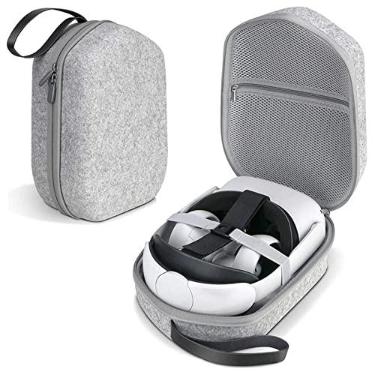 Imagem de Estojo de Transporte para Oculus Quest 2 com Correia Elite | Acessórios para fone ouvido para jogos VR controladores | Estojo VR rígido grande espaço para viagens armazenamento doméstico