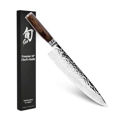 Imagem de Shun Faca de chef Premier de 25,4 cm, faca de cozinha japonesa feita à mão, núcleo VG-MAX com revestimento de aço inoxidável de damasco, cabo Pakkawood, faca de chef para chefs profissionais e