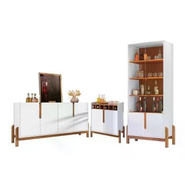 Imagem de Conjunto para Sala Ayla Completo Seville 6 Portas 6 Prateleiras MDF-MDP 73CM Branco Cedro Casa D Móveis