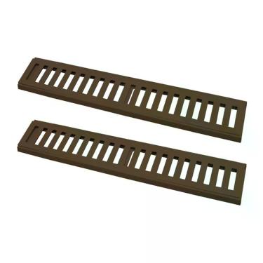 Imagem de Kit Ralo Grelha Linear 7634X2GDA Captação Águas Pluviais Carga 500Kg Pintura Eletrostática Marrom GDA Industria