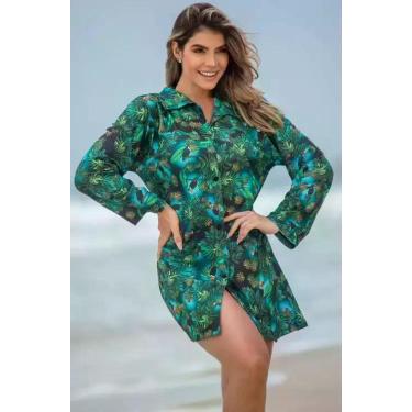Imagem de Chamise feminino para saida de praia Chamise de Praia Feminino Camisão
