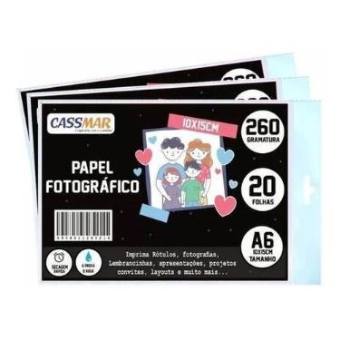 Imagem de Papel Fotográfico Glossy Brilhante 10X15 260G Cassmar 800 Folhas