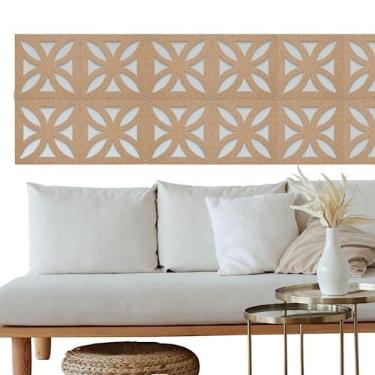 Imagem de Kit 12 Placas Modulos Painel para Divisorias ou Decoração De Mdf Cru 3mm Elemento Vazado Cobogó Decoração Diferente Para Ambientes 29x29cm
