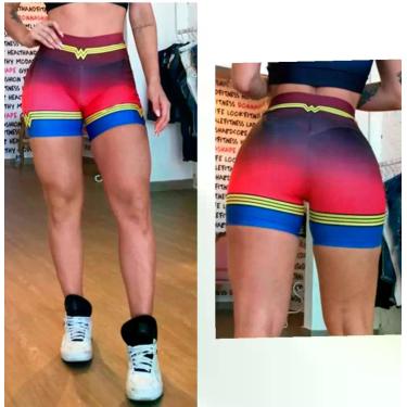 Imagem de Short mulher maravilha com  sinto - MISS  FITNESS, Azul, G