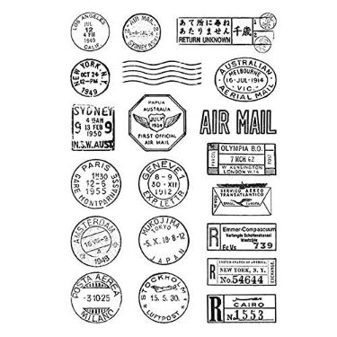 Imagem de Carimbo de correio aéreo comemorativo de várias cidades para fazer cartões faça você mesmo scrapbooking Nova York, Sydney, Tóquio, Paris Air Mail Stamp transparente selo de borracha carimbo para artesanato em papel artesanato artesanal decoração de álbum