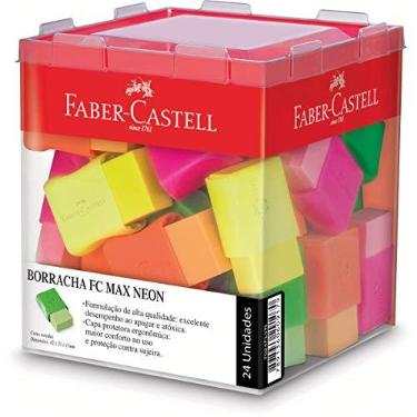 Imagem de Borracha com Cinta Plástica, Faber-Castell, FC Max Fluorescente, 7024FLVN, Cores Sortidas Neon, Display