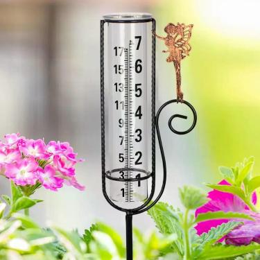 Imagem de Pluviômetro Venniy para jardim externo com decoração de fada e estacas