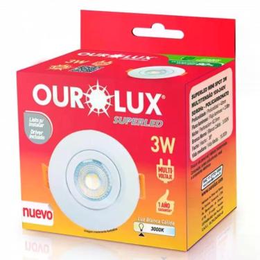 Imagem de Spot LED Redondo Embutir 03 watts Bivolt 3000K Branco Morno Kit com 6 