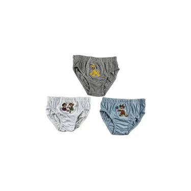 Imagem de Kit de 3 Cuecas Infantis Mickey Mouse Lupo - 100% Algodão, Gray, Branc