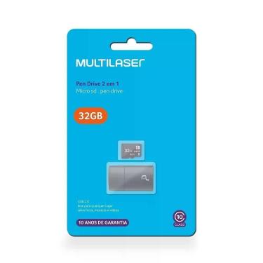 Imagem de Pen Drive 2 em 1 com Leitor Usb e Cartao de Memoria para Armazenamento de Arquivos Multilaser