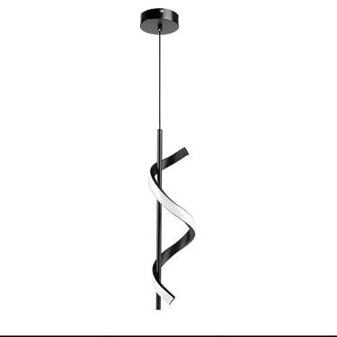 Imagem de Luminária de Teto Pendente LED Moderna Lustre Espiral Plafon para Sala, Quarto, Cozinha e Corredor – Design Criativo e Durável(Preto (A1))