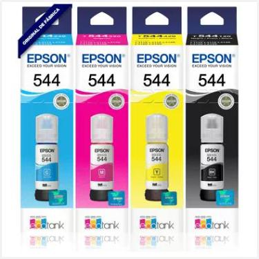 Imagem de Kit Refil de Tinta Epson T544 Ecotank, Compatível Impressoras L1210, L1250, L3110, L3150, L3160, L3210, L3250, L3260, L5190, L5290 - 4 Unidades