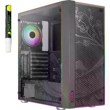 Imagem de Gabinete Gamer Aerocool Skribble Preto Rgb Lateral Vidro