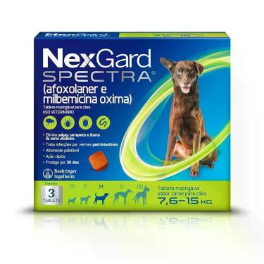 Imagem de NexGard Spectra Antipulgas e Vermífugo Cães 7,6 kg a 15 kg M - 3 Table