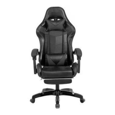 Imagem de Cadeira Gamer Prizi Canvas,  Ajuste De Altura, Apoio Para Os Pés, Até 120kG, Preta