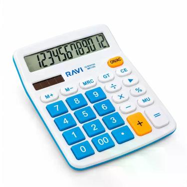 Imagem de Calculadora Colorida De Mesa 12 Dígitos Escolar Escritório Comercial -