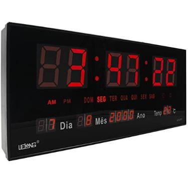 Imagem de Relógio De Parede Digital Grande em LED Data Salão Manicure calendário alarme temperatura