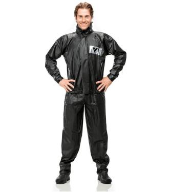 Imagem de Conjunto Capa de Chuva Pantaneiro PVC Tornado c/ Gola, Preto, G