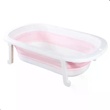 Imagem de Banheira Infantil Pimpolho Dobrável de Silicone para Bebê Até 12kg Rosa 49CM