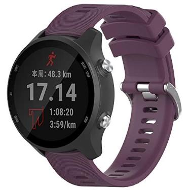 Imagem de Anuoli Pulseira de relógio Garmin Forerunner 245/645/55, silicone macio de 20 mm para Galaxy Watch 6/5/4, para Garmin Venu/Venu Sq/Vivomove HR/Vivoactive 3/245 Music/645 Music Smartwatch (roxo)