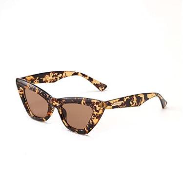 Imagem de Legou Óculos De Sol Feminino,Vintage Olho De Gato Proteção Uv 400 Triângulo Moda Espelhado óculos De Sol Fashion Hippie - Tortoiseshell