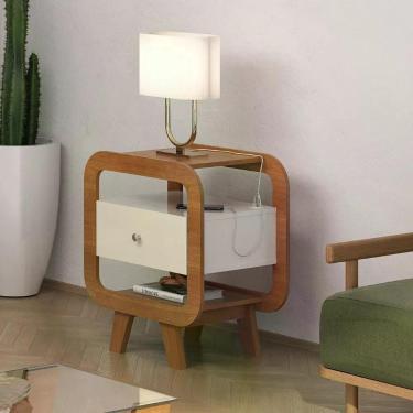 Imagem de Mesa De Apoio Lateral Com Usb Artely Theo Cinamomo-off White