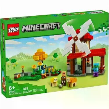 Imagem de Brinquedo de Montar 21262 com Moinho de Vento Vermelho e Pedras Giratórias Inclui Personagens Minecraft e Acessórios