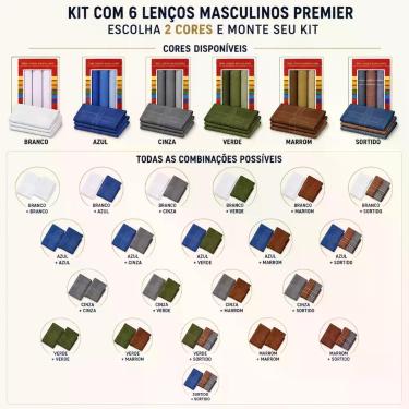 Imagem de Kit 6 Lenço de Bolso 100% Algodão 32 x 32 Premier, Cinza, Sortido