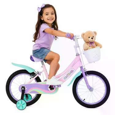 Imagem de Bicicleta Infantil Aro 16 Candy Pop com Cestinha e Rodinhas Removível