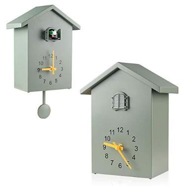 Imagem de KEYPOWER Relógio de cuco, relógio de parede, vozes de pássaro cuco, design de pêndulo, casa de pássaros, arte de parede, casa, sala de estar, cozinha, escritório, decoração (verde)