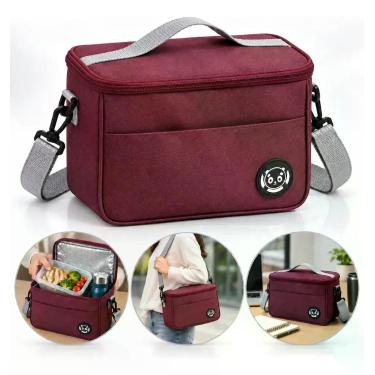 Imagem de Bolsa Térmica Marmiteira Lancheira Para Trabalho Com Alça, Bordô