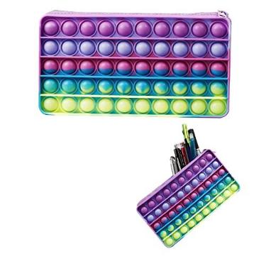 Imagem de SRYLFR Estojo de lápis pop, estojo de caneta Fidget Pencil Simple Sensorial Silicone Bubble Toy, bolsa de armazenamento de papelaria, brinquedo de descompressão para crianças, presentes de temporada