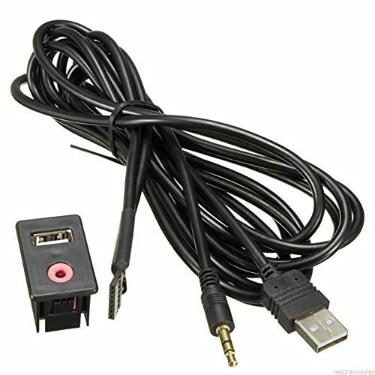 Imagem de 1 x adaptador auxiliar de áudio portátil USB 3,5 mm painel de montagem embutida com cabo de 1,5 m