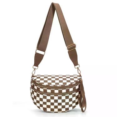 Imagem de Bolsa cruzada de nylon a cuadros para usar como cangurera casual color