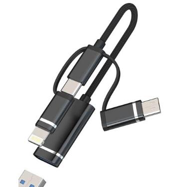 Imagem de Cabo OTG para USB C Lightning Adaptador USB (3 em 1) para Apple para iPhone 17 16 15 14 Pro Max Type C Jack Macho Câmera fêmea para Ipad Hub Flash Drive Splitter Port Compatível com Samsung Fast Data