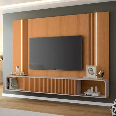 Imagem de Painel Para TV 85 Pol com Bancada Suspensa e LED Zurick B01 Cinamomo O