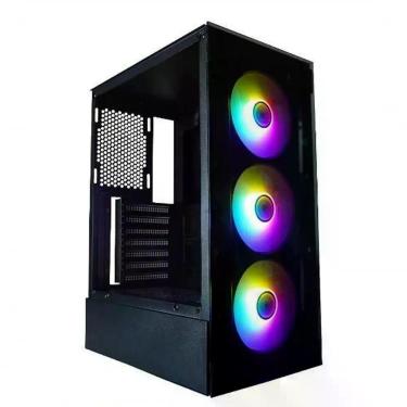 Imagem de Gabinete Gamer BPC-3A505 ATX para Placa-mãe ATX Micro-ATX Mini-ITX Vidro Temperado 3 Fans RGB Preto Brazil PC