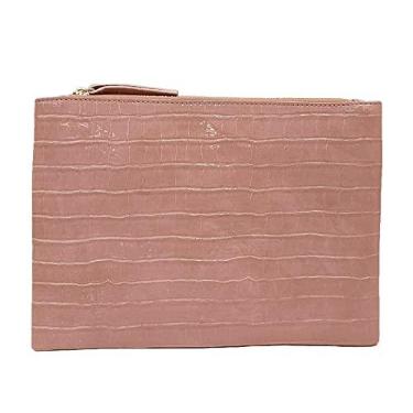 Imagem de NIGEDU Bolsa clutch feminina envelope moda crocodilo em relevo couro PU grande feminina festa noturna clutches, rosa