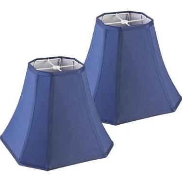 Imagem de JERHOUS 2 peças de abajur quadrado azul marinho bonito octogonal de seda sintética abajur de substituição médio 6,5 × 13 × 10,6 pol. (aranha) abajur vintage para luminária de mesa e chão - montagem