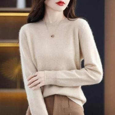 Imagem de Suéter Feminino De Tricô Com Gola Redonda, Quente E Casual, Moda Corea