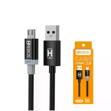Imagem de Cabo Micro usb v8 Turbo Dados e carregador 1 Metro android - Hrebos, P