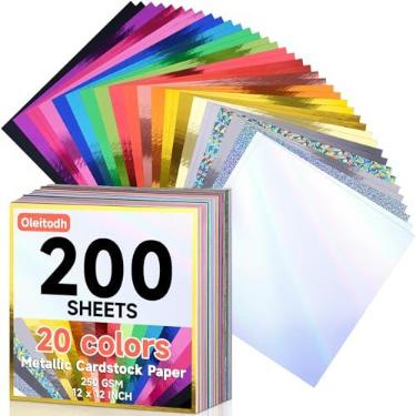Imagem de 150 peças de papelão colorido brilhante a granel, papel cartolina metálico de 21,6 x 28 cm, capa de 250 gsm/41,7 kg, papel perolado com glitter duplo para convites, confecção de cartões, artesanato