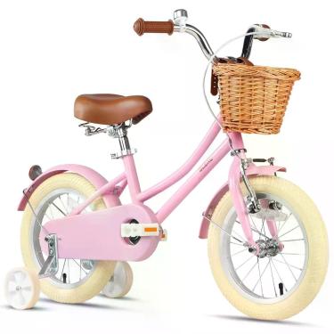 Imagem de Bicicleta Infantil Glerc Little Molly 14" Retrô Rosa com Cestinha