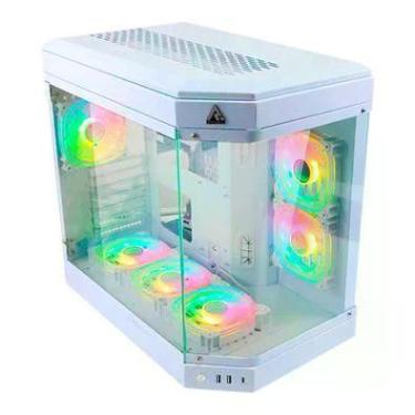 Imagem de Gabinete Gamer Ryvel Hymir White Ry-gb-hr-wt Lateral E Frontal De Vidro Acompanha 10 Fans ARGB U Unica Unica