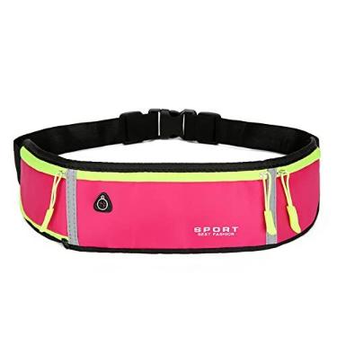 Imagem de Cinto esportivo de ciclismo corrida bolsa de corrida masculina feminina confortável respirável pochete de viagem à prova d'água bolsa de armazenamento refletiva, rosa, cintura: 80